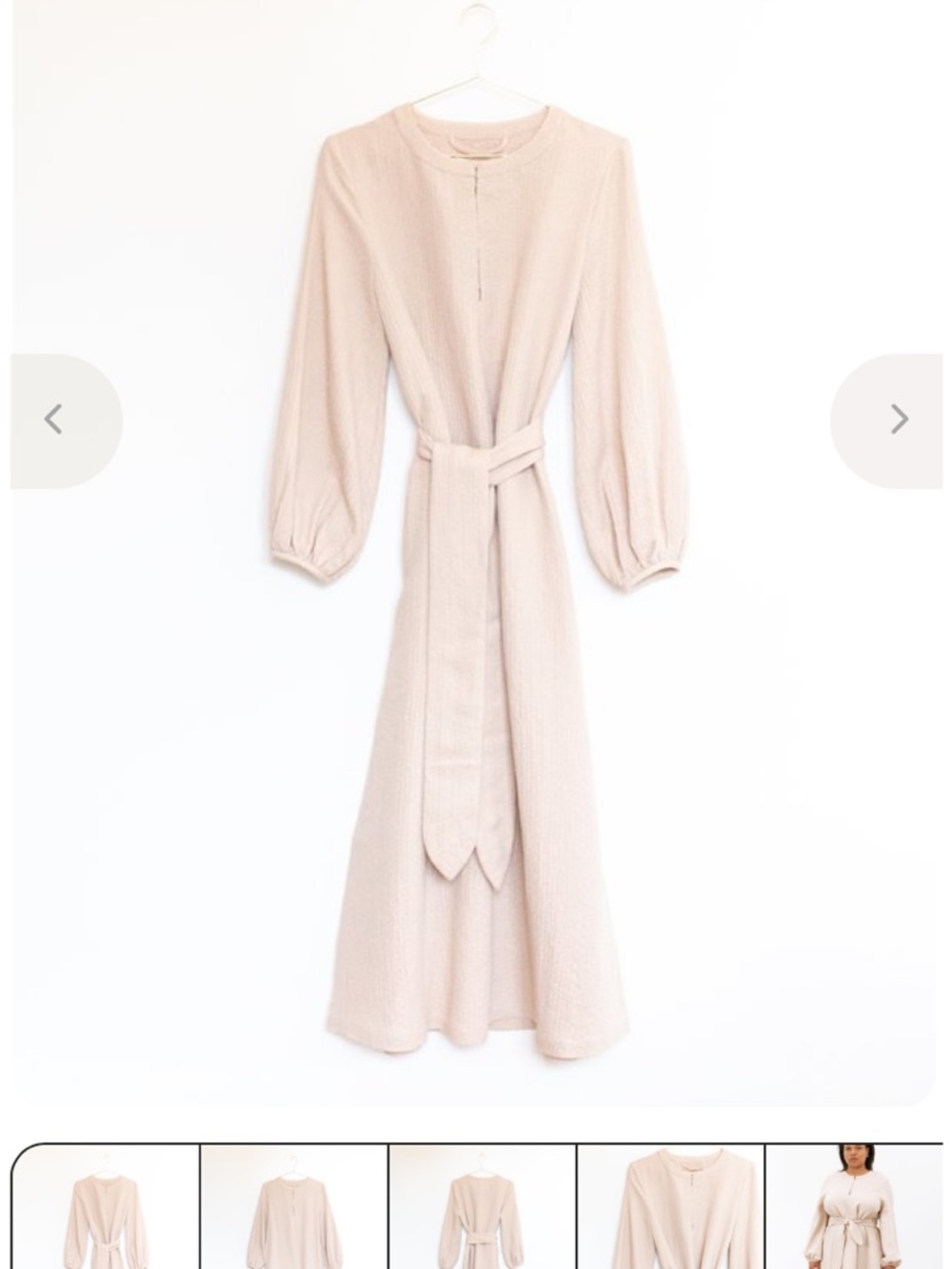 Mara Hoffman JUNE BLUSH  Long-Sleeve Midi Dress with Tie Waist size S no tag‼️ - Picture 5 of 6